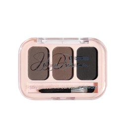 Paleta de Polvo para Cejas 3 Colores, Tonos Marrón Medio, Acabado Mate Resistente al Agua, Cejas Naturales Construibles para Cabello Rubio Claro a Castaño Pelirrojo