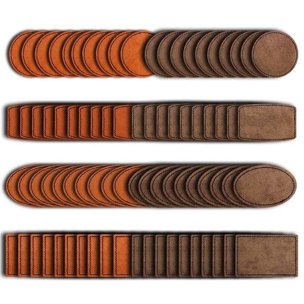 Bestlabel 80PCS Blank Hat Patches Laserable Square Rustic Leatherette Patch