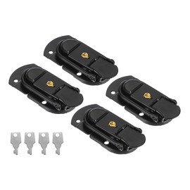 PATIKIL Suitcase Lock Hasp 2.64" x 1.34", 4Pcs Metal Iron Toggle Catch Latch with Key for Jewelry Box Wooden Case Toolbox Briefcases Luggage, Black