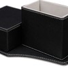Relaxdays Desk Organiser for Notes and Pens, Tidy, Faux Leather,