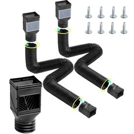 Flexible Downspout Extender 2-Pack | 22-63 Inch Adjustable Rain Gutter Extension | Freeze-Proof PE Material with Leaf Filter | Fits 2x3, 3x3, 3x4 Downspouts | Tool-Free Installation:_1-Pack