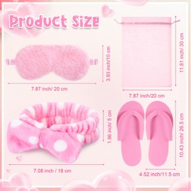 Moucuny 42 Pcs Spa Sleepover Party Supplies Bulk for Women Include 6 Pink Hairbands 6 Eye Masks 12 Wristbands 6 Bath Loofahs 6 Pairs Disposable Slippers 6 Organizer Bags for Slumber Party(Bright)