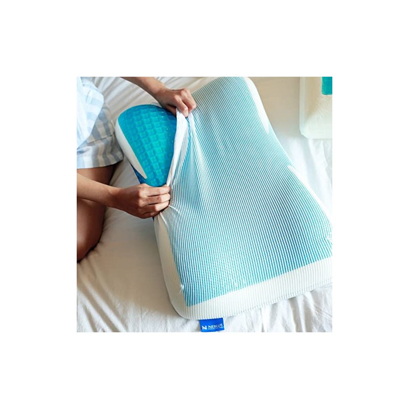Almohada Cervical Cooling Gel Memory Foam Ortopédica con Curvatura Almohada