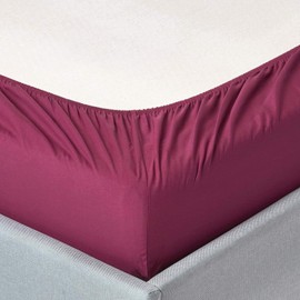 Homescapes 100% Egyptian Cotton Plain Plum Fitted Sheet Double 200 Thread Count Percale Anti Dust Mite