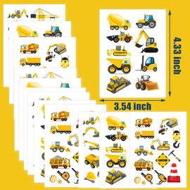 300PCS Construction Zone Party Favors Tattoos Temporary - Construction Birthday Party Supplies Decorations Goodie Bags Stuffers Tractor Truck Body Stickers