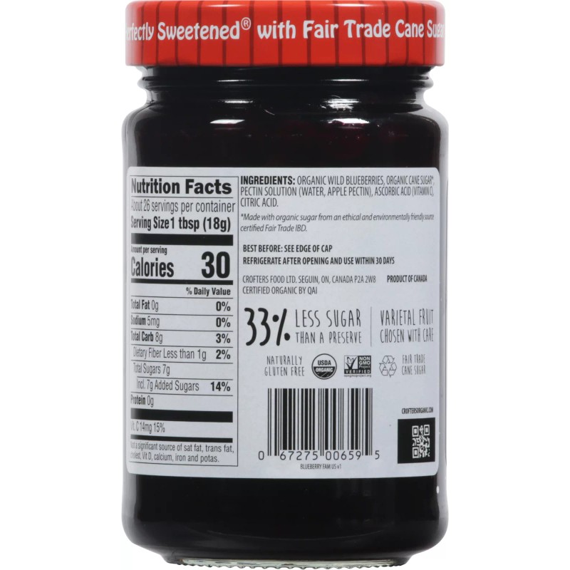 Crofter's Crofters Spread Wild Blueberry Org 16.5 oz (Pack of