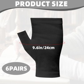 6Pcs Black Cotton Fingerless Gloves, Reusable Eczema Gloves, Moisturizing Gloves Overnight, Cotton Gloves for Dry Hands Sleeping, Hand Moisturizer Gloves, Moisture Gloves, Spa Gloves for Adults