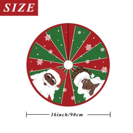 Christmas Tree Skirt Red and Green Black Santa African American Santa Tree Skirt 36inch Xmas Winter Tree Skirt for Christmas Indoor Outdoor Decorations