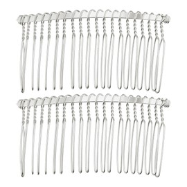 VOCOSTE 2 Pcs No Slip Hair Side Combs Accessories, Metal, Silver Tone, 3"