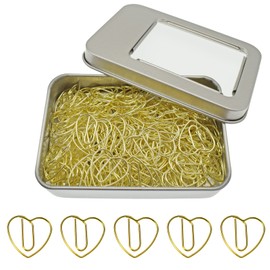 150 pcs Love Heart Shaped Paper Clips, Small Gold Paper Clips, Wedding Paper Clips
