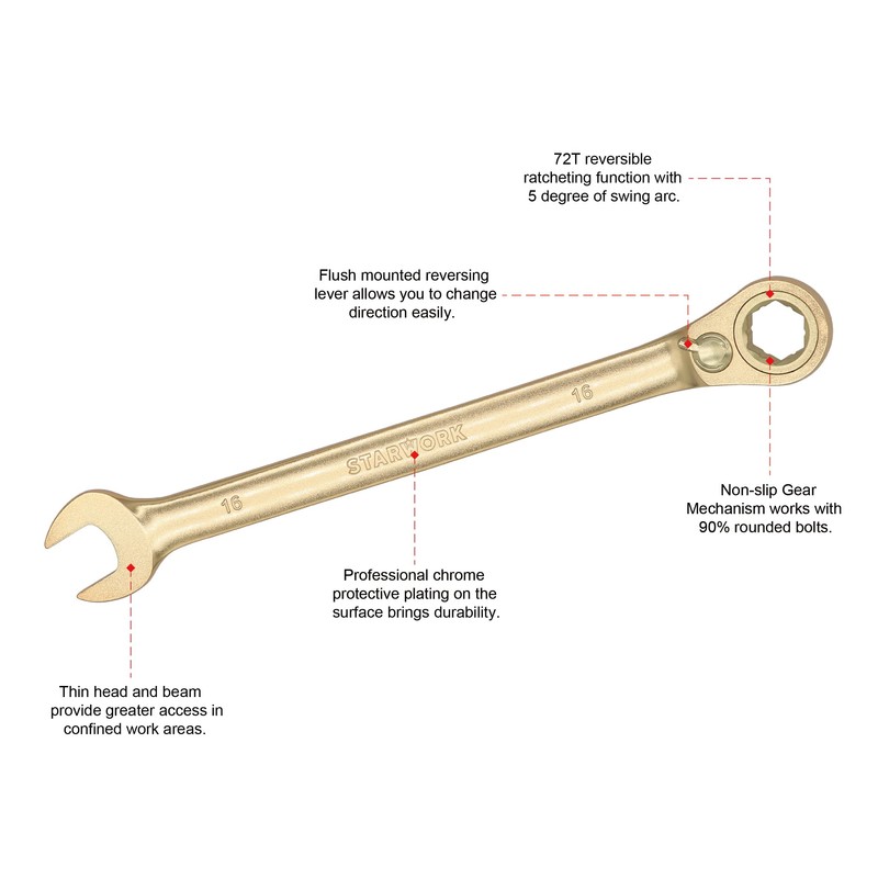 STARWORK 6-Point Metric 15° Offset GPlating™ Reversible, Non-Slip, Long Pattern,