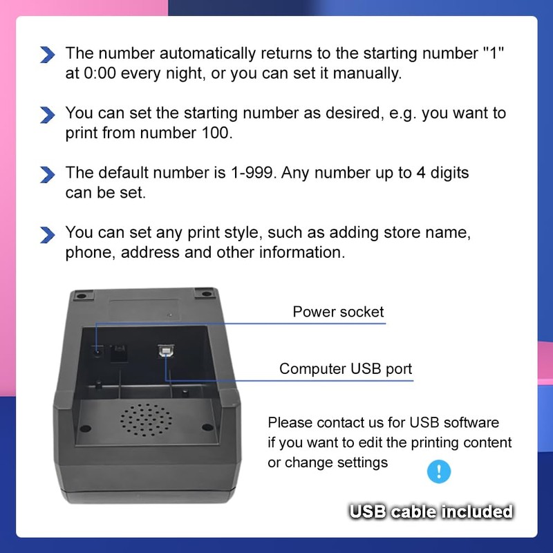 KOQICALL Ticket Dispenser Take a Number 57mm Receipt Ticket Thermal
