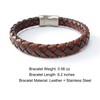 Silverso Men's Leather Bracelet with Stainless Steel Clasp，8.2" Brown Woven
