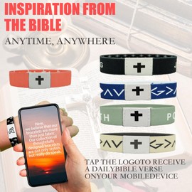XZG Christian Scripture Bracelet with NFC Tap to Scan Bible Verses Daily Spiritual Energy Quotes Bracelets Daily Bible Verse Bracelet Wristbands 2Pc