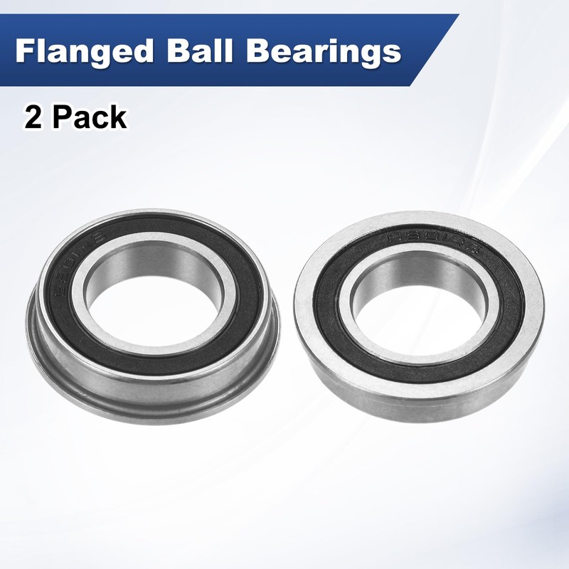 M METERXITY 2-Pack F6801-2RS Flanged Ball Bearing, 12 x 21