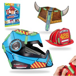 JUNKO - Create Your Own Action Helmets by - FireFighter, Viking, Space Commander! Kids Craft Kit and Make-Believe Play Activity Set. Colour In, Best Small Gifts. Buy Once, ReUse Forever!