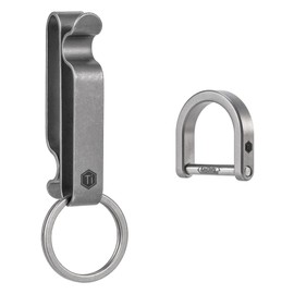 KeyUnity KM00 Keychain, Belt Keychain, Keyring, Belt Sash Clip, Double-Sided, Titanium Key, Simple, Lightweight, Waterproof, Corrosion Resistant, 100% Titanium, 4 Colors, Silver Gift (KM00),