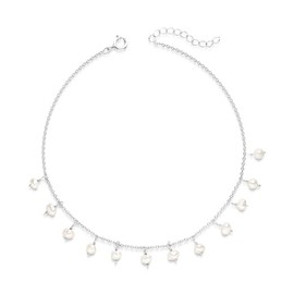 MATERIA by Matthias Wagner CO-56 Women's Choker Necklace 925 Silver with Small Pearls White, Pearl
