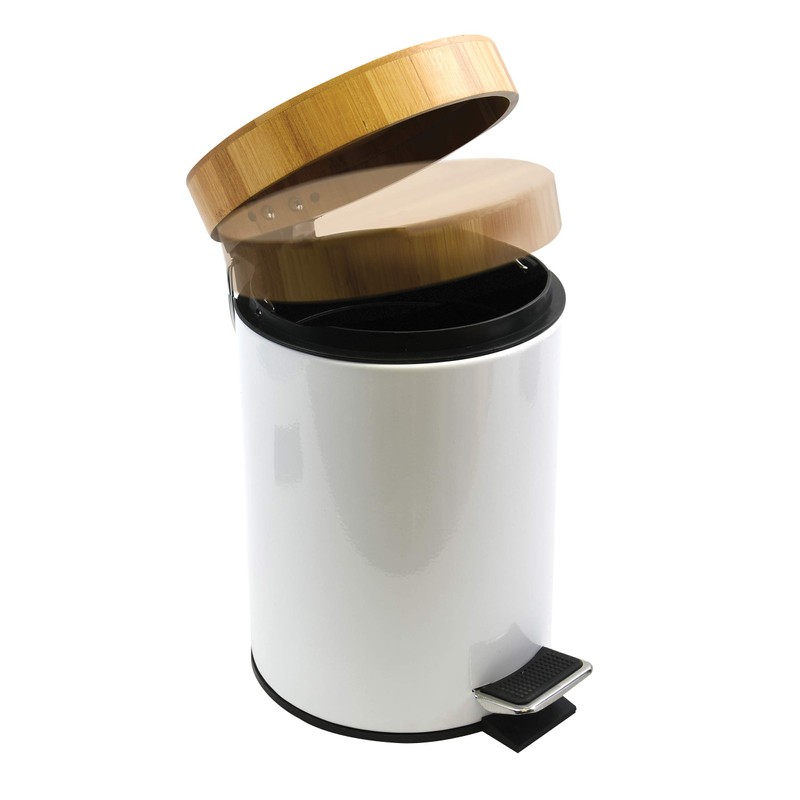 MSV Aza Cosmetic Bin 3 Litres Stainless Steel Bamboo with