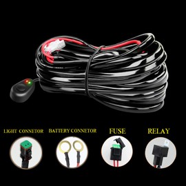 Willpower LED Light Bar Wiring Harness Kit DT Connector 12V 16AWG ON Off Switch Power 40A Relay Blade Fuse for Off Road Driving Lights Fog Work Lights (1 Lead)