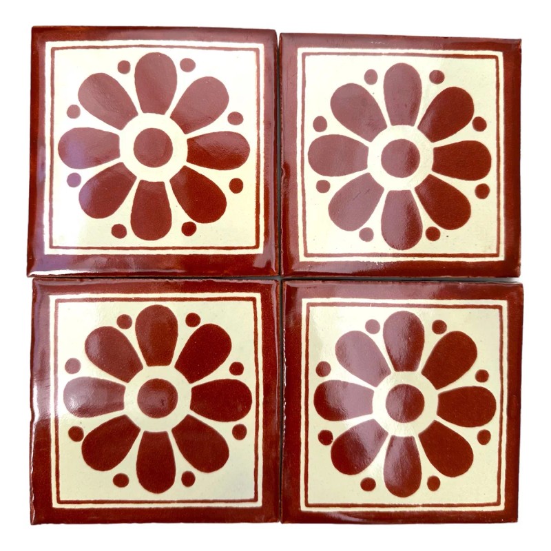 Escanver Tapete Azulejo Artesanal 10cm Talavera Mosaico Terracota 40p