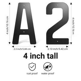 4 Inch Metal House Address Numbers, Modern Black House Numbers for Outside, Metal Address Number Letters, Black Rustproof Door Number Letters Signs for Mailbox Garage Office Home Farm (1)