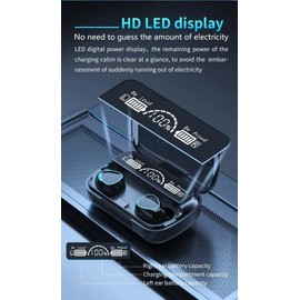 Auriculares inalámbricos, Bluetooth 5.1, emparejamiento automático, auriculares Bluetooth estéreo inalámbricos de alta fidelidad para correr deportes intrauditivos con visualización LED inteligente