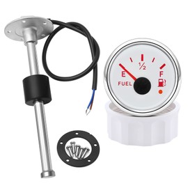 MAIMEIMI Fuel Sending Unit and Gauge Kit 240-33ohm 8" Marine Boat Water Fuel Level Sender Set (White)