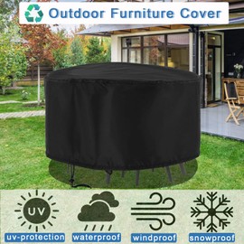 Rilime - Funda para muebles de exterior impermeable, 50 pulgadas de profundidad x 27.5 pulgadas de alto, resistente tela Oxford para muebles de patio al aire última intervensión, mesa redonda para exteriores, color negro