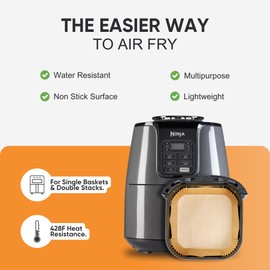 300pcs (6.5 Inch) Air Fryer Parchment Paper Liner, Square Liners Disposable - Food Safe, Oil & Greaseproof for Airfryer - Keep Your Air Fryer Clean - Compatible with Cosori, Ninja, Tower (Unbleached)