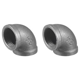 sourcing map 1"(25mm) 90 Degree Malleable Iron Elbow Fitting, Threaded Pipes Fitting Brackets Nipples for Vintage Fixtures DIY Furniture Pipe Plumbing, 2Pcs
