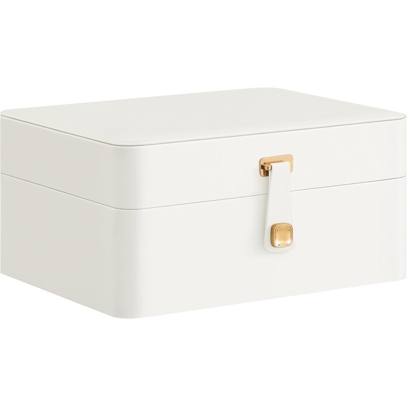 SONGMICS Jewelry Box with Mirror, 2-Layer Jewelry Holder Organizer, Travel