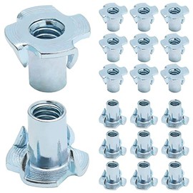 PHITUODA 1/4"-20 T-Nuts, Four Pronged Nut (1/4"-20 x 9/16"), Pack of 50
