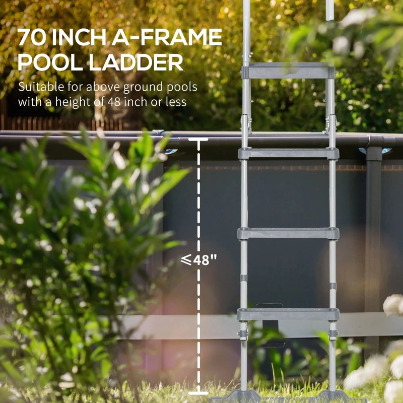 70\" Above Ground Swimming Pool Ladder with 48\" a Frame