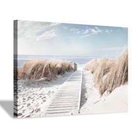 Beach Canvas Wall Art Prints: Coastal Seascape Picture Road to Beach Artwork Painting on Canvas for Living Room (45'' x 30'' x 1 Panel)