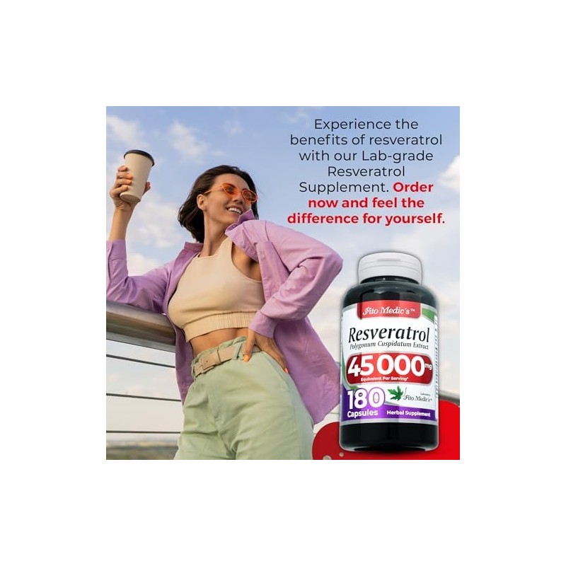 FITO MEDICS- Lab resveratrol 180 cápsulas 45000 mg suplemento de