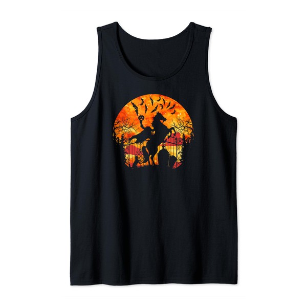 Headless Horseman In A Cemetery Bats Halloween Costume Tank Top