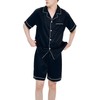 AprBean Mens Pajama Set Silky Fabric Short Sleeve Loungewear Two