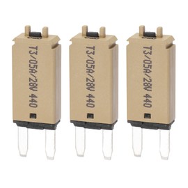 DMiotech 3 Pack 28V DC 5A Khaki ATC/ATO Manual Narrow Mini Resettable Fuse for Automotive Circuit Breaker Reset Fuses Low Profile Blade Fuses for Car Truck SUV Marine Boat Motorcycle