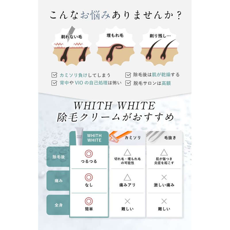 (WHITH WHITE) Women's Hair Removal Cream 5.3 oz (150 g)