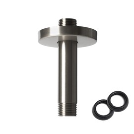 4 Inch Shower Arm with Flange, Ceiling Mounted Shower Head Extension Arm, 1/2 NPT Straight Arm for Rain Shower Head, Stainless Steel Shower Head Extension Replacement Pipe Arm, Brushed Nickel