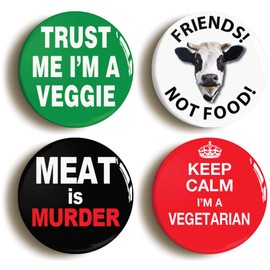 VEGETARIAN BADGE BUTTON PIN SET (Size is 1inch/25mm diameter)