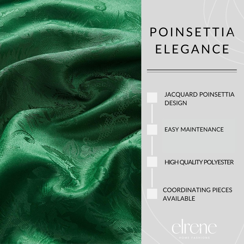 Elrene Home Fashions Poinsettia Elegance Jacquard Holiday Fabric Tablecloth, 52"