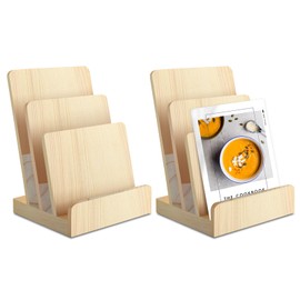 DOSTATNI 2-Piece 3-Tier Pine Wood Brochure Holder - 6 x 9 Wood Literature Display Stand for Pamphlets, Magazines, Booklets, Menu