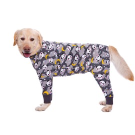 Dog Pajamas Jumpsuit for Medium Large Dog Lightweight Cotton Dog Shirt Anti-Hair Dog Onesies After Surgery Dog Recovery Clothes_26(Grey Panda)
