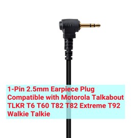 HYS D Shape Talkabout Earpiece 2.5mm Headset Compatible with Motorola TLKR T6 T7 T8 T9 T60 T61 T80 T81 T82 T92 H2O 1 Pin Two Way Radio(2 Pack)