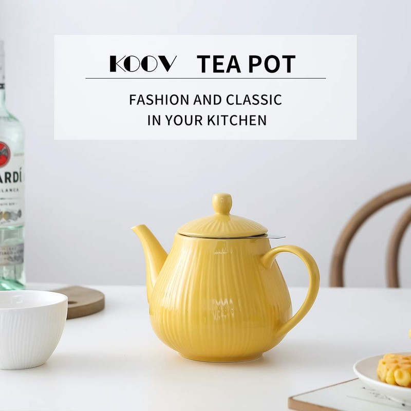 KOOV Ceramic Teapot with Infuser, 40 ounce Tea Pot with