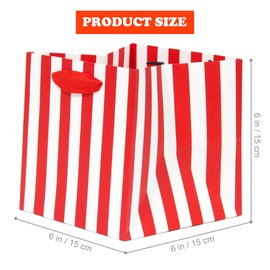 LFCXHTY Red and White Striped Gift Bags with Handles, Small Square Red and White Gift Bags for Wedding Baby Shower Birthday Party (6 x 6 x 6 in, 10 CT)