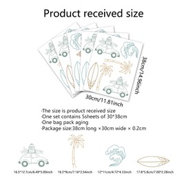 Retro Surfer Theme Wall Sticker, Ocean Wall Decals, Boys Beach Room Decals，Palm Tree Sun Wall Decals, Peel and Stick Removable Vinyl Underwater Wall Sticker, Kids Bedroom Nursery Room Decoration.
