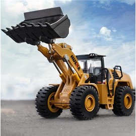 Gemini&Genius Mechanical Loader Toy, Construction Vehicle Wheeled Loader 1/50 Scale Skid Steer Loader Toy, Bulldozer Shovel Engineering Vehicle Alloy Models for Kids, Collection and Decoration House